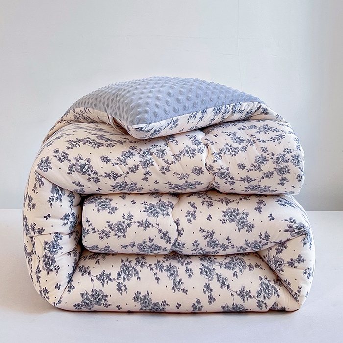 91家纺网 家纺一手货源 找家纺 天瑜家纺 2025新款针织棉豆豆绒大豆被冬被被子被芯 兰心