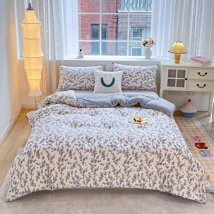 91家纺网 家纺一手货源 找家纺 天瑜家纺 2025新款针织棉豆豆绒大豆被冬被被子被芯 兰心