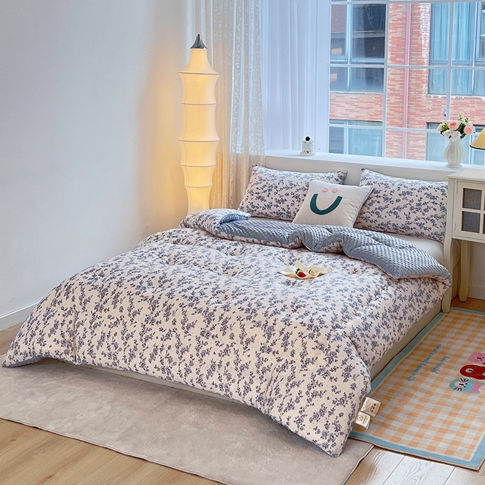 91家纺网 家纺一手货源 找家纺 天瑜家纺 2025新款针织棉豆豆绒大豆被冬被被子被芯 兰心