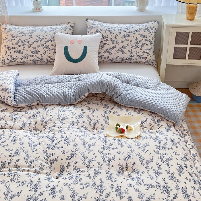 91家纺网 家纺一手货源 找家纺 天瑜家纺 2025新款针织棉豆豆绒大豆被冬被被子被芯 兰心