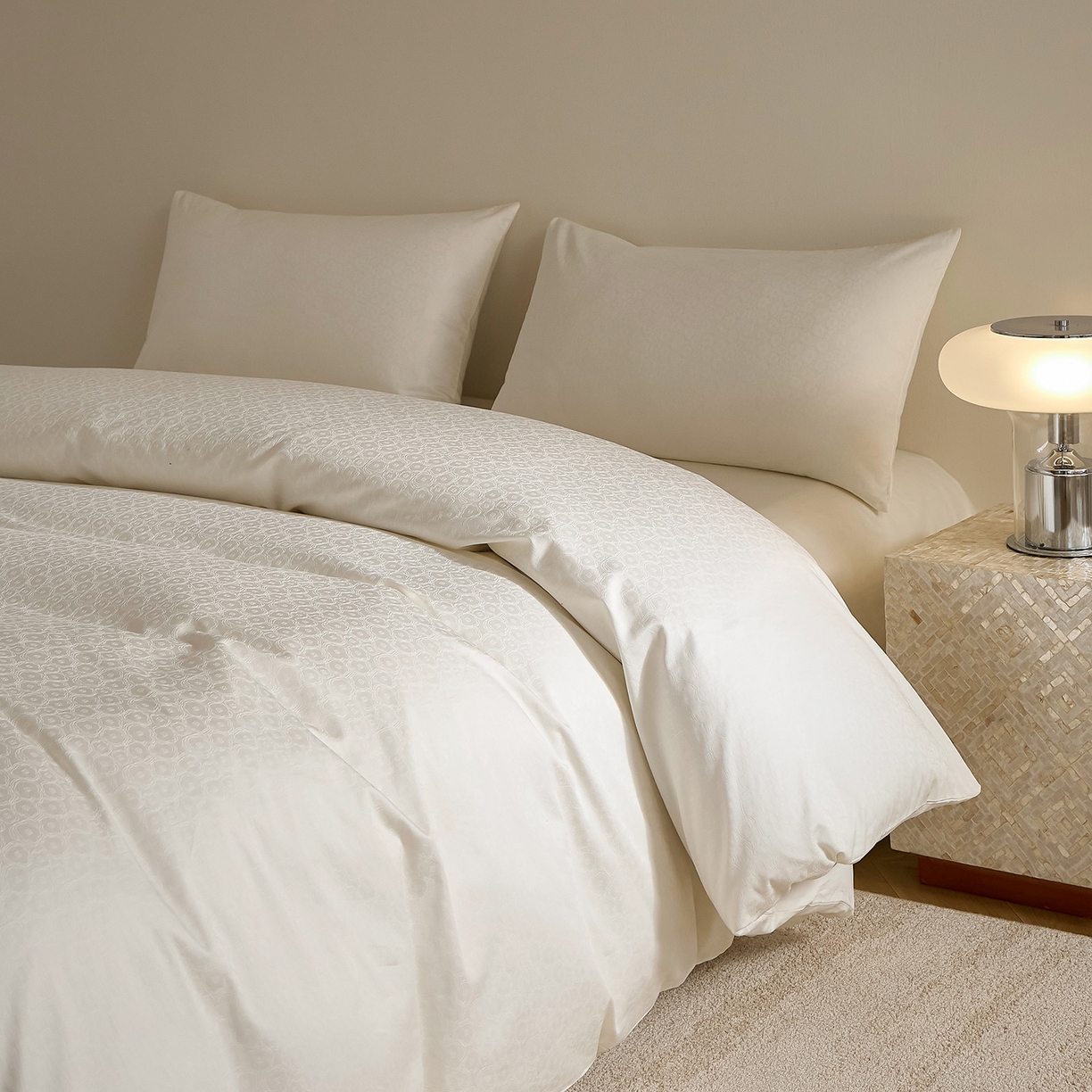 91家纺网 家纺一手货源 找家纺 （总）ONE TWO ONE 121 2025新款高支高密长绒棉贡缎精工提花四件套-壹朵甜甜