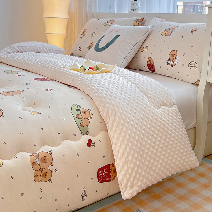 91家纺网 家纺一手货源 找家纺 天瑜家纺 2025新款针织棉豆豆绒大豆被冬被被子被芯 豚豚米