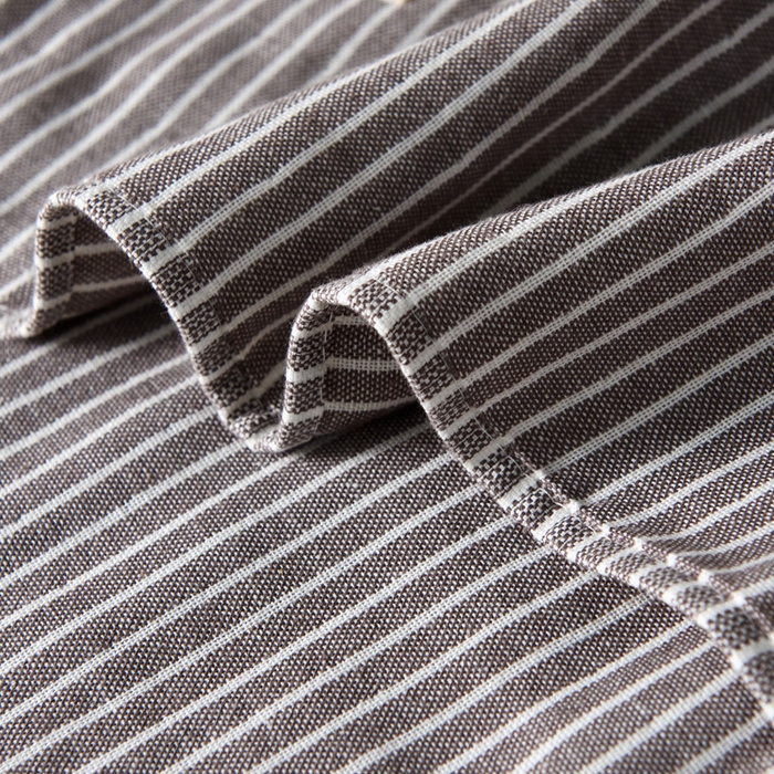 91家纺网 家纺一手货源 找家纺 朴尔家纺-毛巾被2025新款日式简约条纹全棉三层纱布枕巾 简约条纹枕巾咖啡-52*78一对