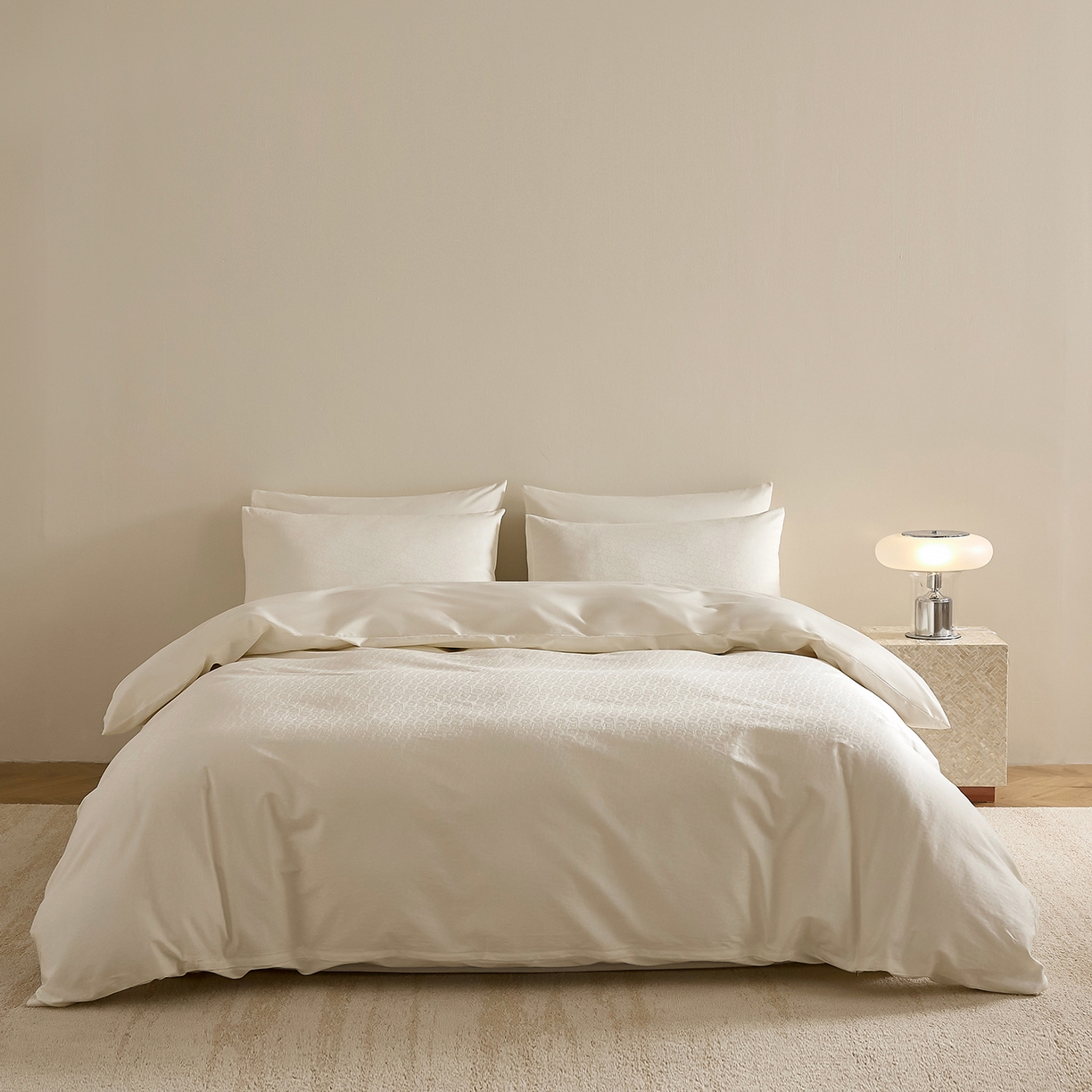 91家纺网 家纺一手货源 找家纺 （总）ONE TWO ONE 121 2025新款高支高密长绒棉贡缎精工提花四件套-壹朵甜甜