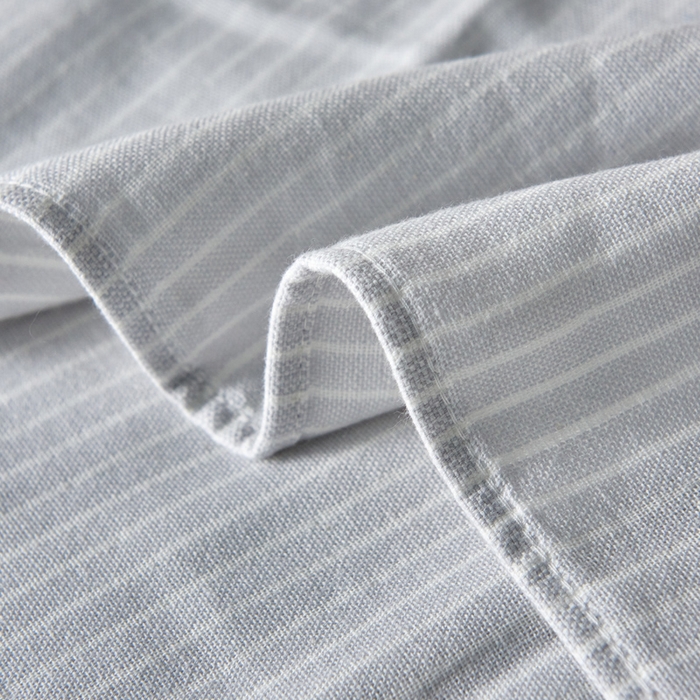 91家纺网 家纺一手货源 找家纺 朴尔家纺-毛巾被2025新款日式简约条纹全棉三层纱布枕巾 简约条纹枕巾浅灰-52*78一对