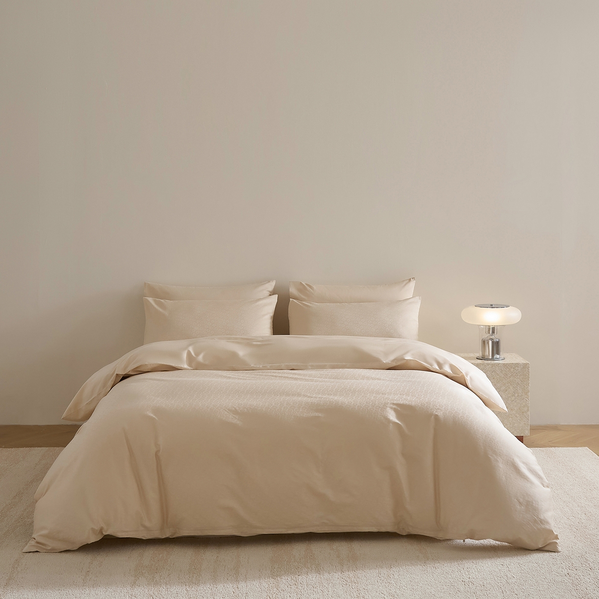 91家纺网 家纺一手货源 找家纺 （总）ONE TWO ONE 121 2025新款高支高密长绒棉贡缎精工提花四件套-壹朵甜甜