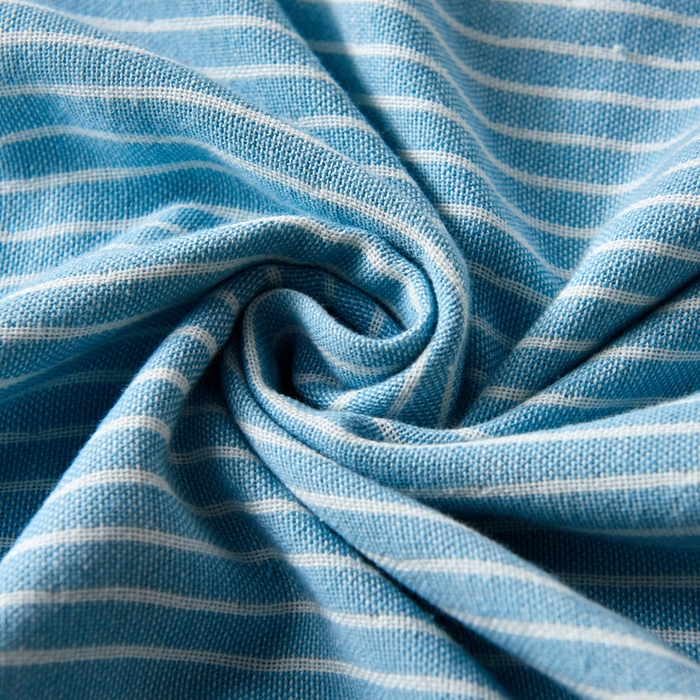 91家纺网 家纺一手货源 找家纺 朴尔家纺-毛巾被2025新款日式简约条纹全棉三层纱布枕巾 简约条纹枕巾浅蓝-52*78一对