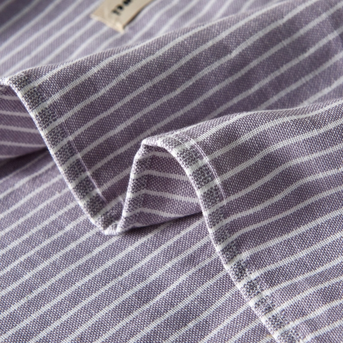 91家纺网 家纺一手货源 找家纺 朴尔家纺-毛巾被2025新款日式简约条纹全棉三层纱布枕巾 简约条纹枕巾浅紫-52*78一对