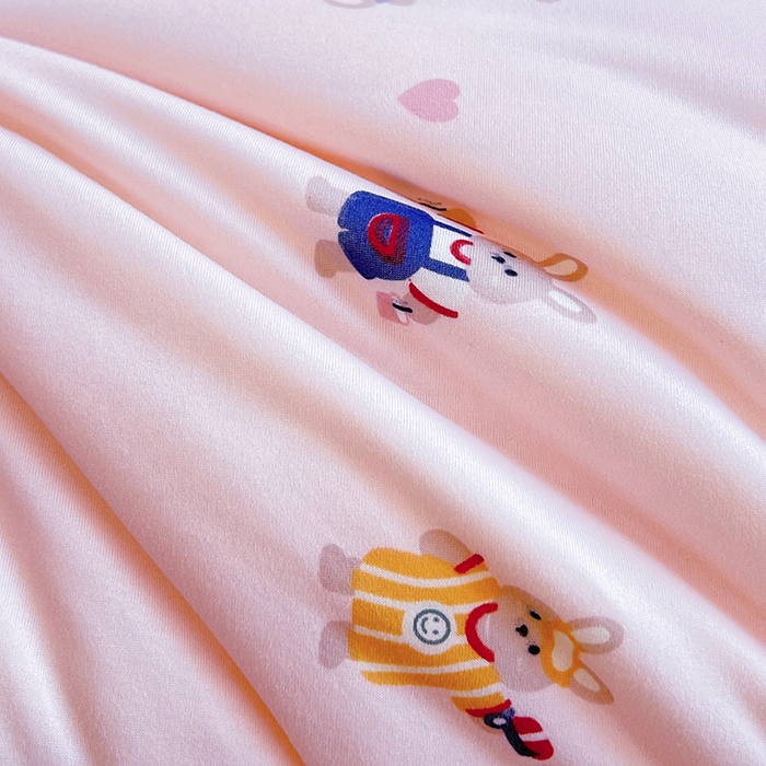 91家纺网 家纺一手货源 找家纺 天瑜家纺 2025新款针织棉豆豆绒大豆被冬被被子被芯 小兔子粉