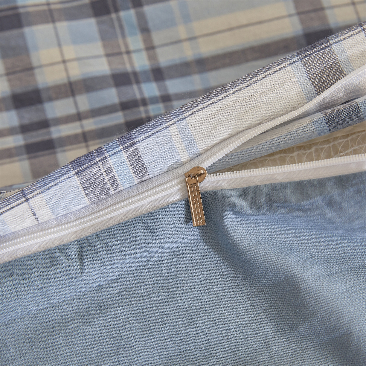 91家纺网 家纺一手货源 找家纺 晓时候 2025新款无印风亲肤水洗棉新疆棉花被可拆洗被子被芯冬被春秋被 霍格蓝