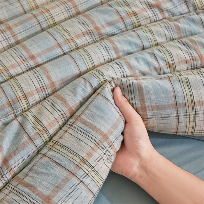 91家纺网 家纺一手货源 找家纺 晓时候 2025新款无印风亲肤水洗棉新疆棉花被可拆洗被子被芯冬被春秋被 米兰格