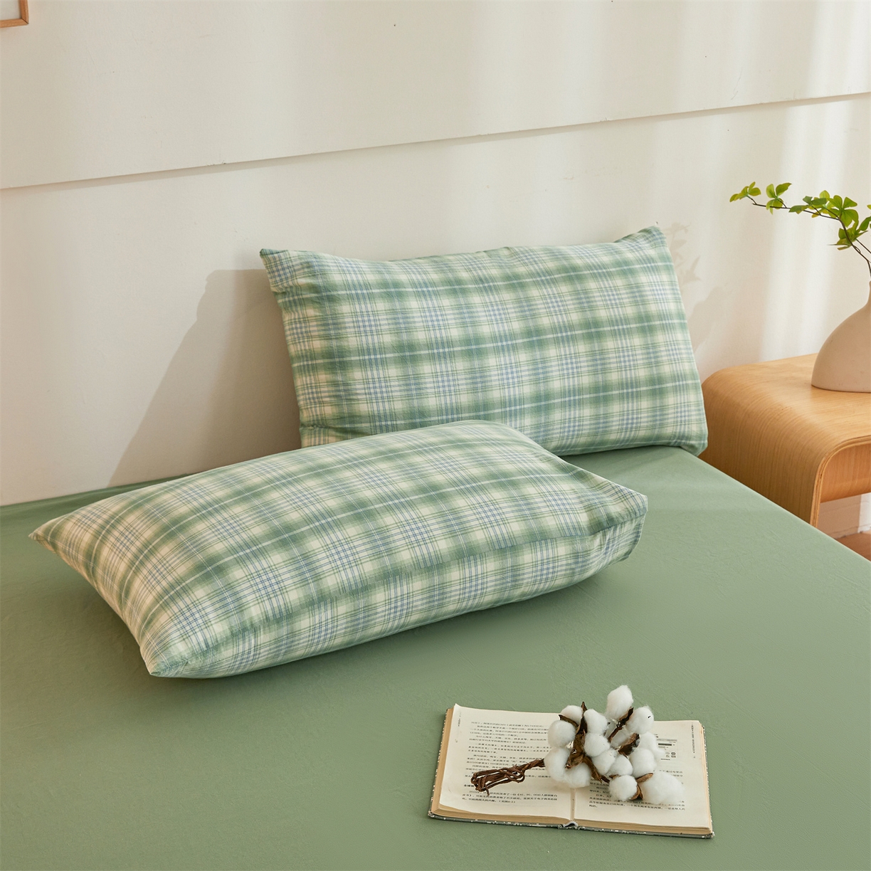 91家纺网 家纺一手货源 找家纺 晓时候 2025新款无印风亲肤水洗棉新疆棉花被可拆洗被子被芯冬被春秋被 青柠绿