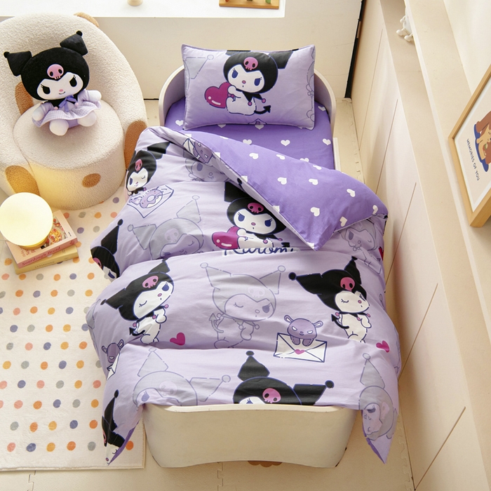 91家纺网 家纺一手货源 找家纺 （总）吉咪兔 2025新款正版三丽鸥库洛米美乐蒂幼儿园被子三件套纯棉被褥六件套午睡