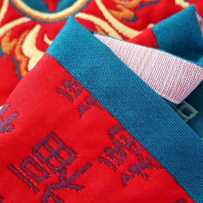 91家纺网 家纺一手货源 找家纺 （总）朴尔家纺-毛巾被2025新款全棉加厚八层纱布喜庆民族风婚庆系列枕巾