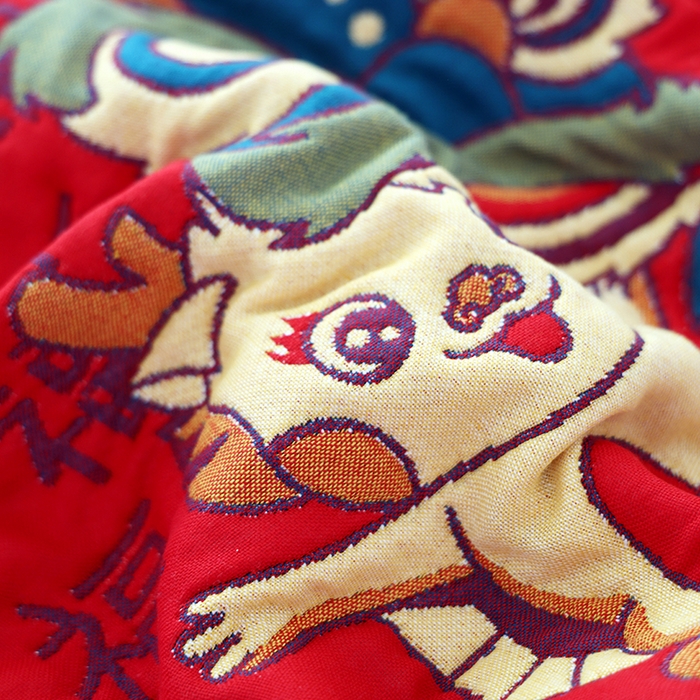 91家纺网 家纺一手货源 找家纺 （总）朴尔家纺-毛巾被2025新款全棉加厚八层纱布喜庆民族风婚庆系列枕巾