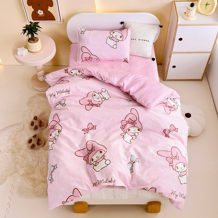 吉咪兔 2025新款正版三丽鸥库洛米美乐蒂幼儿园被子三件套纯棉被褥六件套午睡波点美乐蒂