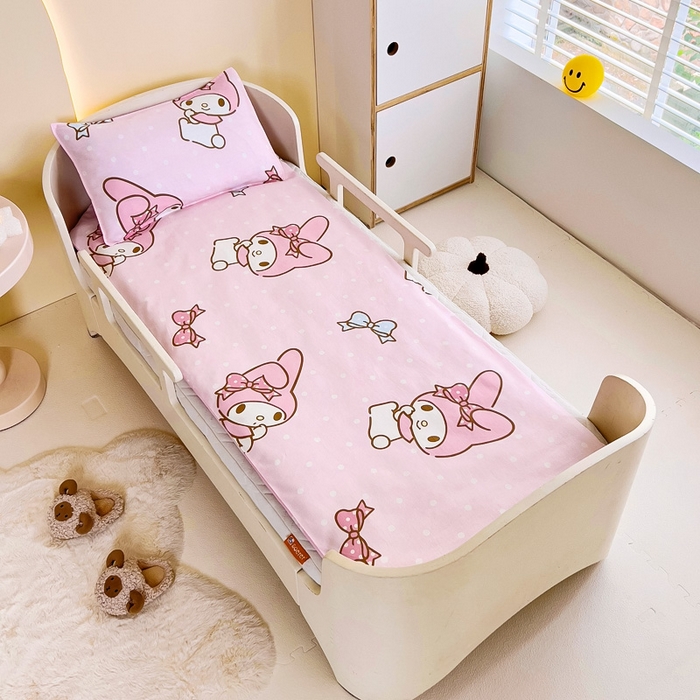 91家纺网 家纺一手货源 找家纺 吉咪兔 2025新款正版三丽鸥库洛米美乐蒂幼儿园被子三件套纯棉被褥六件套午睡波点美乐蒂