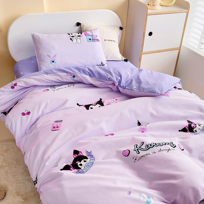 91家纺网 家纺一手货源 找家纺 吉咪兔 2025新款正版三丽鸥库洛米美乐蒂幼儿园被子三件套纯棉被褥六件套午睡蛋糕库洛米