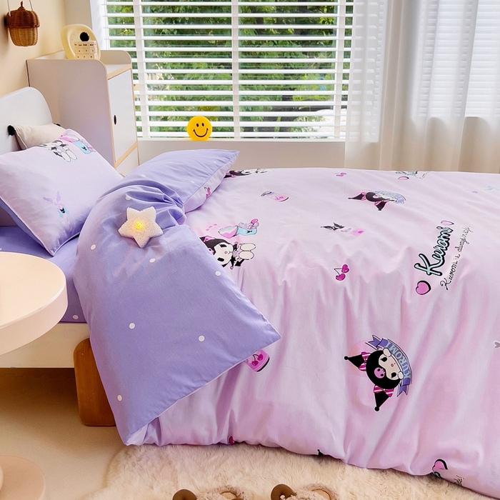 91家纺网 家纺一手货源 找家纺 吉咪兔 2025新款正版三丽鸥库洛米美乐蒂幼儿园被子三件套纯棉被褥六件套午睡蛋糕库洛米