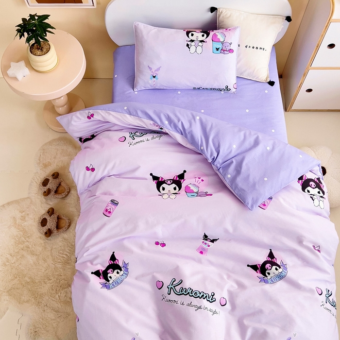 91家纺网 家纺一手货源 找家纺 吉咪兔 2025新款正版三丽鸥库洛米美乐蒂幼儿园被子三件套纯棉被褥六件套午睡蛋糕库洛米