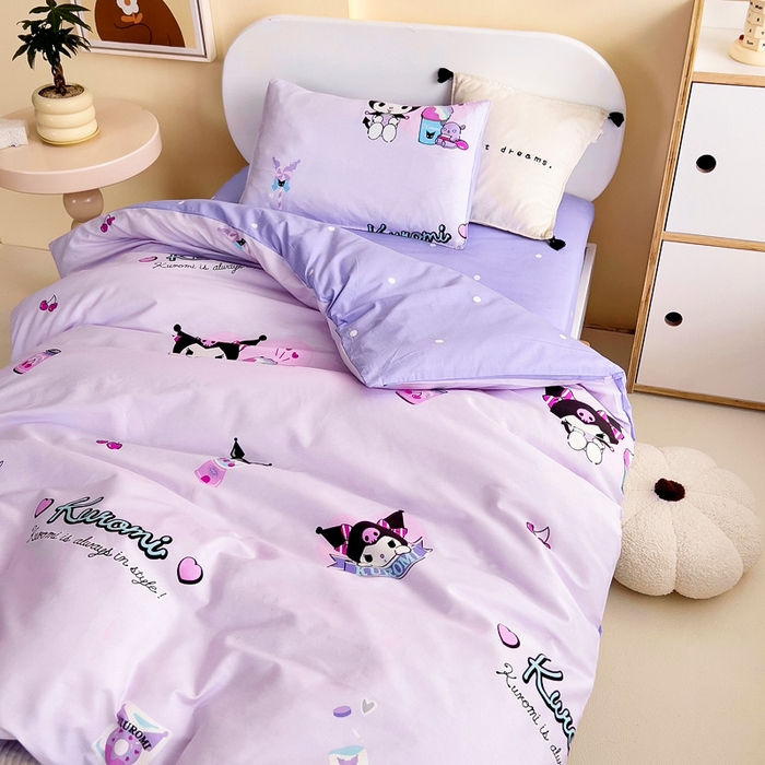 91家纺网 家纺一手货源 找家纺 吉咪兔 2025新款正版三丽鸥库洛米美乐蒂幼儿园被子三件套纯棉被褥六件套午睡蛋糕库洛米