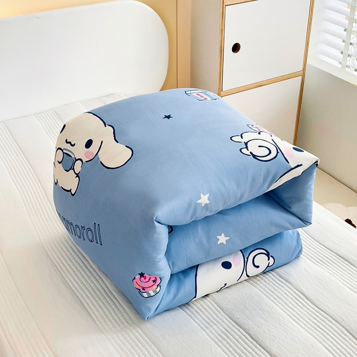 91家纺网 家纺一手货源 找家纺 吉咪兔 2025新款正版三丽鸥库洛米美乐蒂幼儿园被子三件套纯棉被褥六件套午睡调皮玉桂狗