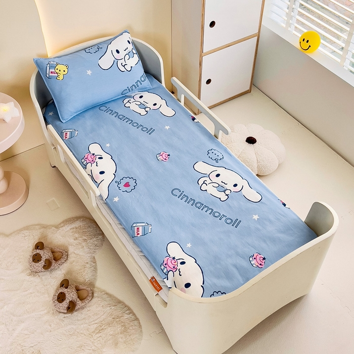 91家纺网 家纺一手货源 找家纺 吉咪兔 2025新款正版三丽鸥库洛米美乐蒂幼儿园被子三件套纯棉被褥六件套午睡调皮玉桂狗