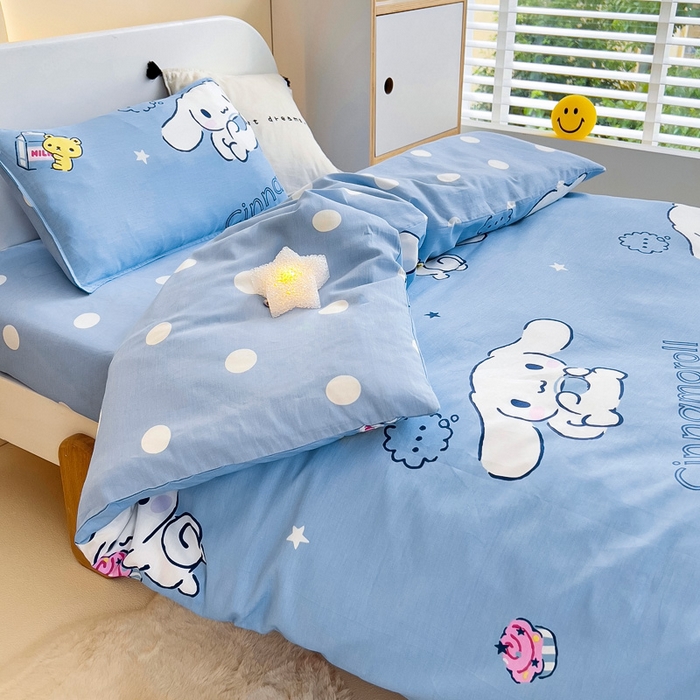 91家纺网 家纺一手货源 找家纺 吉咪兔 2025新款正版三丽鸥库洛米美乐蒂幼儿园被子三件套纯棉被褥六件套午睡调皮玉桂狗