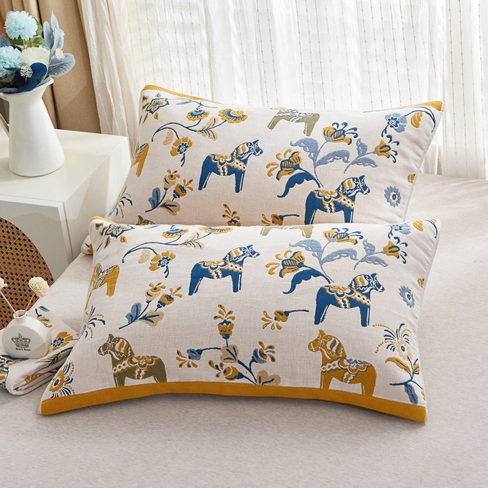 91家纺网 家纺一手货源 找家纺 （总）朴尔家纺-毛巾被2025新款全棉多彩四层纱布枕巾