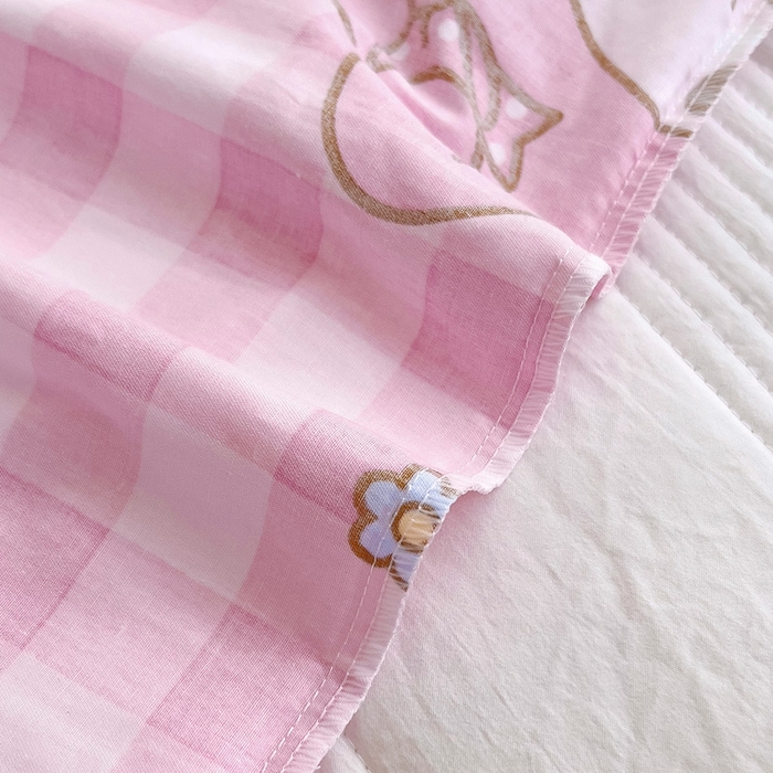 91家纺网 家纺一手货源 找家纺 吉咪兔 2025新款正版三丽鸥库洛米美乐蒂幼儿园被子三件套纯棉被褥六件套午睡粉格美乐蒂