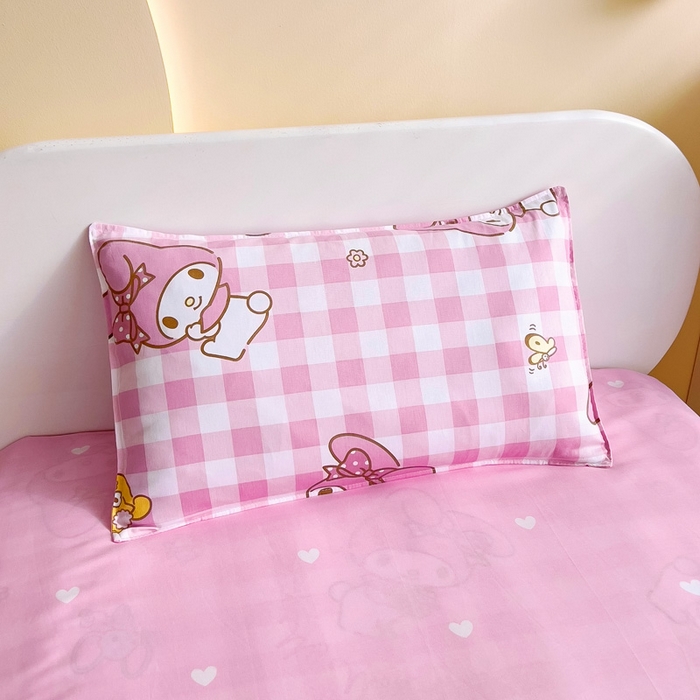 91家纺网 家纺一手货源 找家纺 吉咪兔 2025新款正版三丽鸥库洛米美乐蒂幼儿园被子三件套纯棉被褥六件套午睡粉格美乐蒂