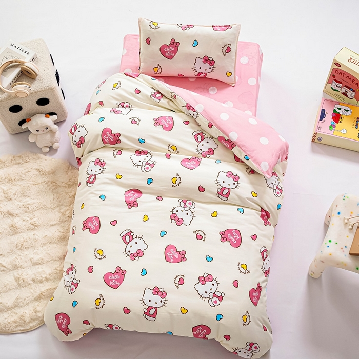 91家纺网 家纺一手货源 找家纺 吉咪兔 2025新款正版三丽鸥库洛米美乐蒂幼儿园被子三件套纯棉被褥六件套午睡公主凯蒂