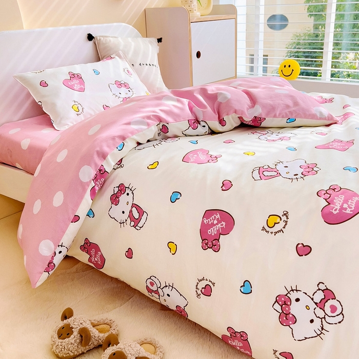 91家纺网 家纺一手货源 找家纺 吉咪兔 2025新款正版三丽鸥库洛米美乐蒂幼儿园被子三件套纯棉被褥六件套午睡公主凯蒂