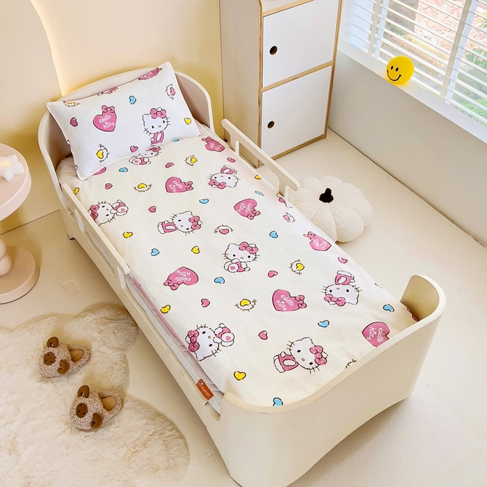 91家纺网 家纺一手货源 找家纺 吉咪兔 2025新款正版三丽鸥库洛米美乐蒂幼儿园被子三件套纯棉被褥六件套午睡公主凯蒂