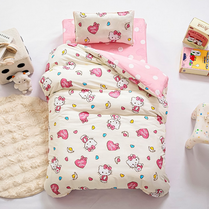 91家纺网 家纺一手货源 找家纺 吉咪兔 2025新款正版三丽鸥库洛米美乐蒂幼儿园被子三件套纯棉被褥六件套午睡公主凯蒂