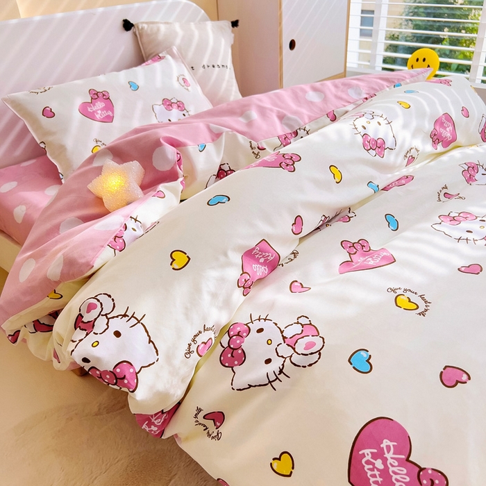 91家纺网 家纺一手货源 找家纺 吉咪兔 2025新款正版三丽鸥库洛米美乐蒂幼儿园被子三件套纯棉被褥六件套午睡公主凯蒂