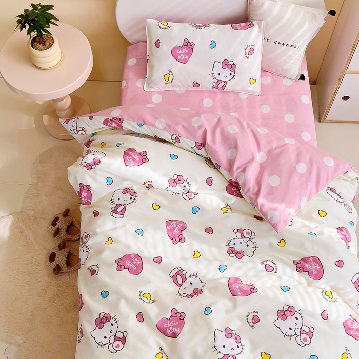 91家纺网 家纺一手货源 找家纺 吉咪兔 2025新款正版三丽鸥库洛米美乐蒂幼儿园被子三件套纯棉被褥六件套午睡公主凯蒂