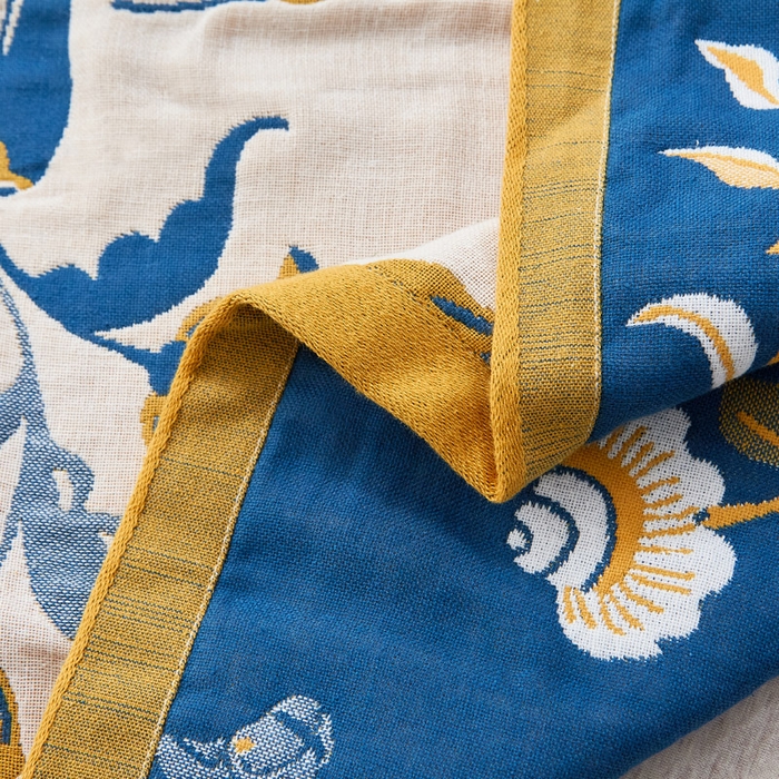 91家纺网 家纺一手货源 找家纺 朴尔家纺-毛巾被2025新款全棉多彩四层纱布枕巾 花园马-驼52*78枕巾一对