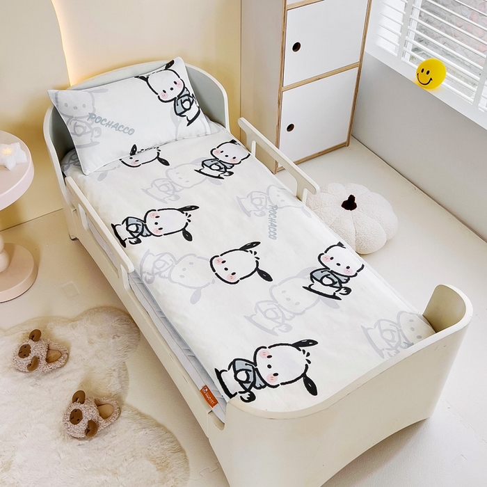 91家纺网 家纺一手货源 找家纺 吉咪兔 2025新款正版三丽鸥库洛米美乐蒂幼儿园被子三件套纯棉被褥六件套午睡黑白帕恰狗