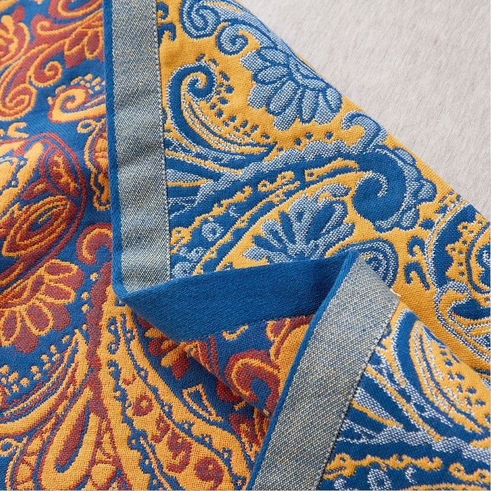 91家纺网 家纺一手货源 找家纺 朴尔家纺-毛巾被2025新款全棉多彩四层纱布枕巾 孔雀翎-红52*78枕巾一对