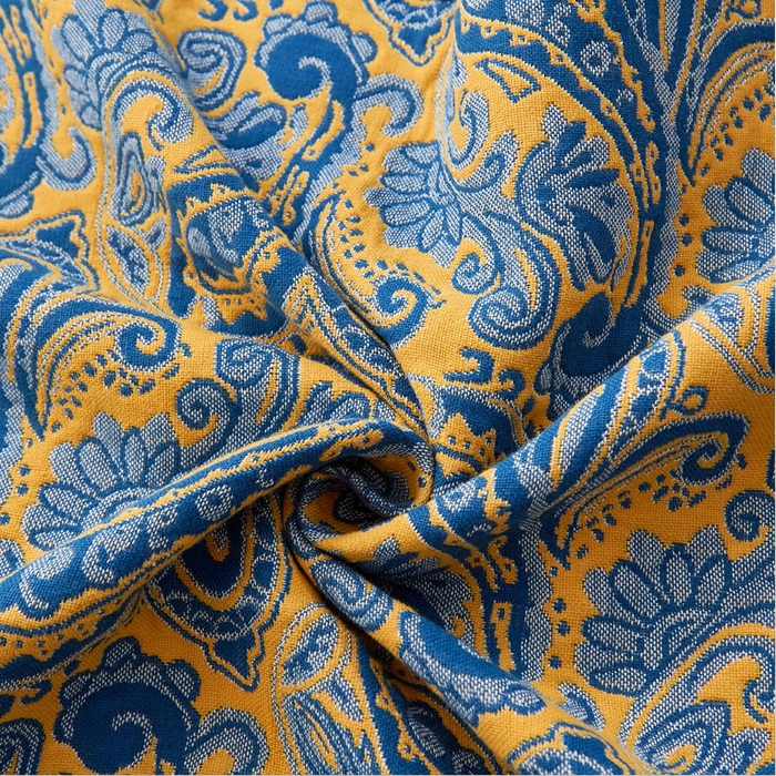 91家纺网 家纺一手货源 找家纺 朴尔家纺-毛巾被2025新款全棉多彩四层纱布枕巾 孔雀翎-蓝52*78枕巾一对