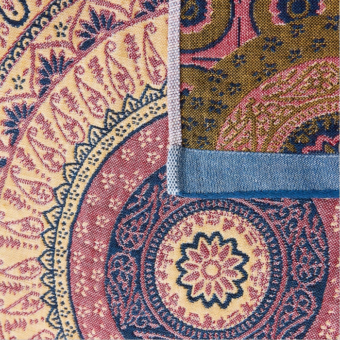 91家纺网 家纺一手货源 找家纺 朴尔家纺-毛巾被2025新款全棉多彩四层纱布枕巾 圈点幻想52*78枕巾一对