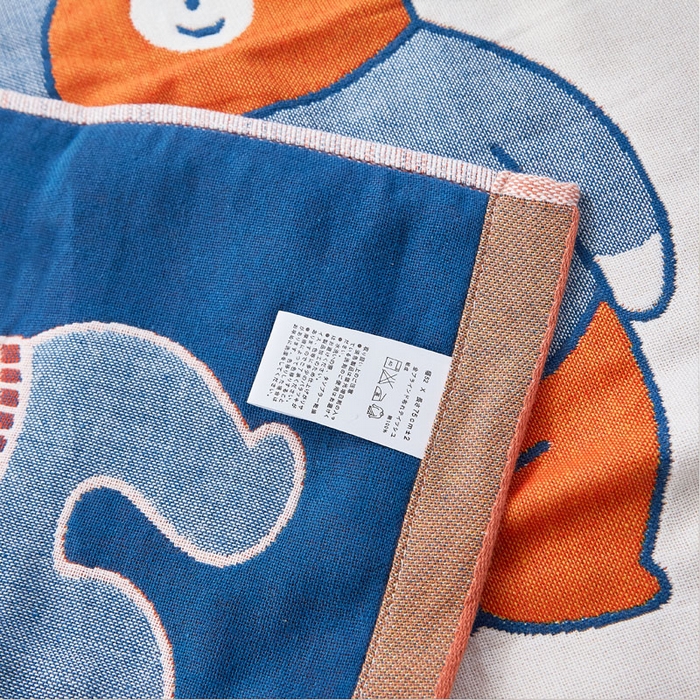 91家纺网 家纺一手货源 找家纺 朴尔家纺-毛巾被2025新款全棉多彩四层纱布枕巾 三只熊-橘52*78枕巾一对