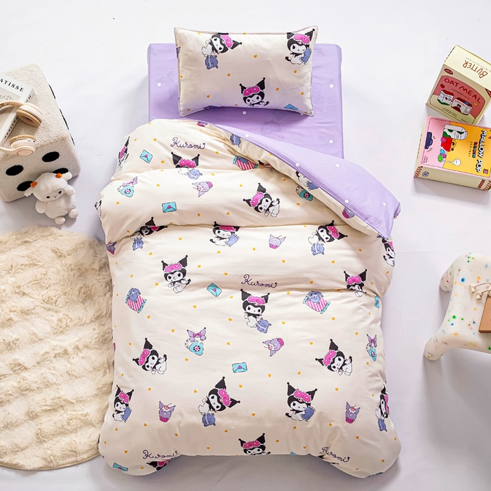 91家纺网 家纺一手货源 找家纺 吉咪兔 2025新款正版三丽鸥库洛米美乐蒂幼儿园被子三件套纯棉被褥六件套午睡库洛米伙伴