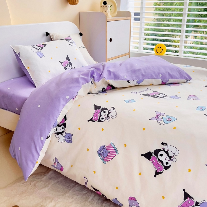 91家纺网 家纺一手货源 找家纺 吉咪兔 2025新款正版三丽鸥库洛米美乐蒂幼儿园被子三件套纯棉被褥六件套午睡库洛米伙伴