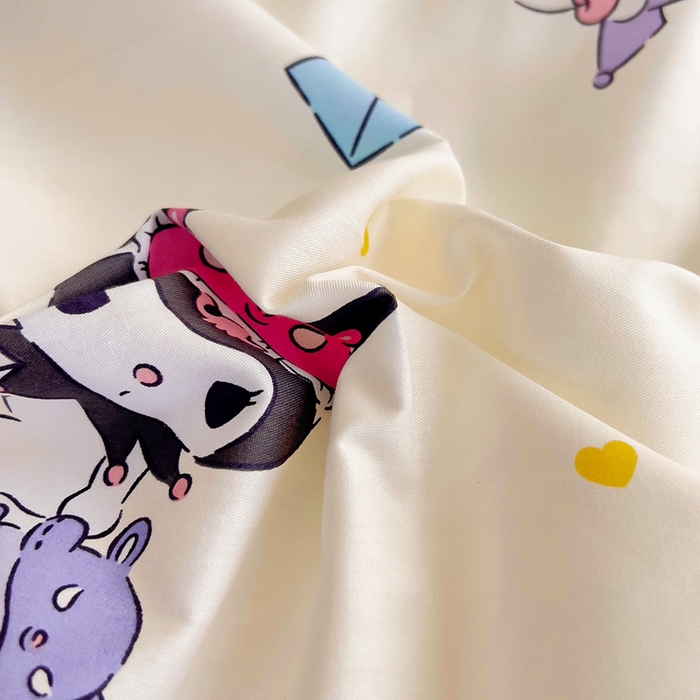 91家纺网 家纺一手货源 找家纺 吉咪兔 2025新款正版三丽鸥库洛米美乐蒂幼儿园被子三件套纯棉被褥六件套午睡库洛米伙伴