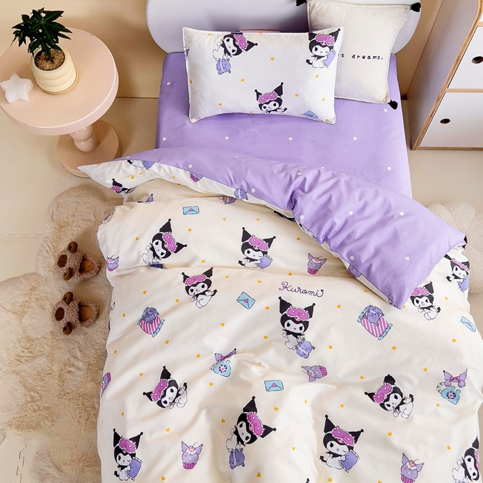 91家纺网 家纺一手货源 找家纺 吉咪兔 2025新款正版三丽鸥库洛米美乐蒂幼儿园被子三件套纯棉被褥六件套午睡库洛米伙伴