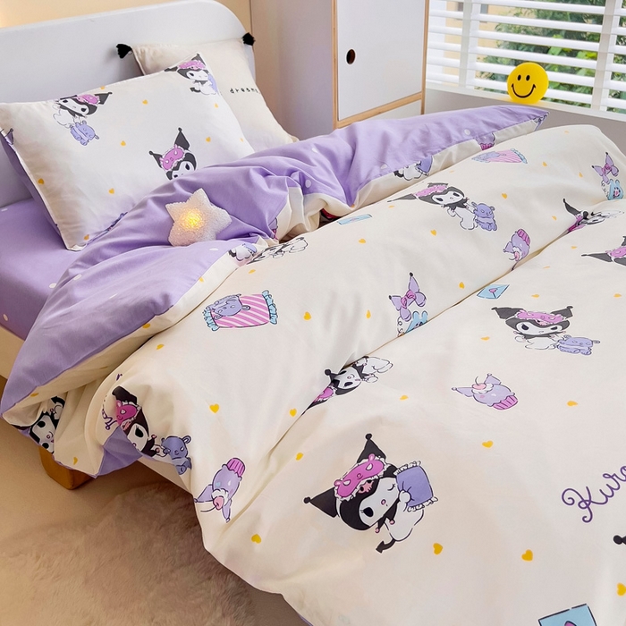 91家纺网 家纺一手货源 找家纺 吉咪兔 2025新款正版三丽鸥库洛米美乐蒂幼儿园被子三件套纯棉被褥六件套午睡库洛米伙伴