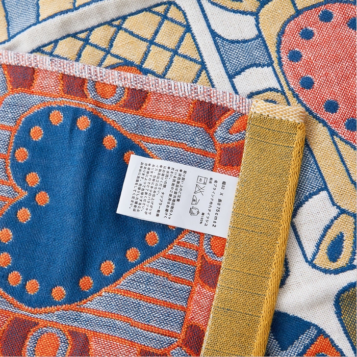 91家纺网 家纺一手货源 找家纺 朴尔家纺-毛巾被2025新款全棉多彩四层纱布枕巾 心心世界52*78枕巾一对