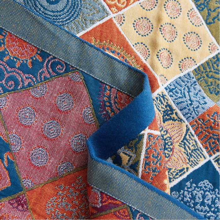 91家纺网 家纺一手货源 找家纺 朴尔家纺-毛巾被2025新款全棉多彩四层纱布枕巾 雪花朵朵52*78枕巾一对